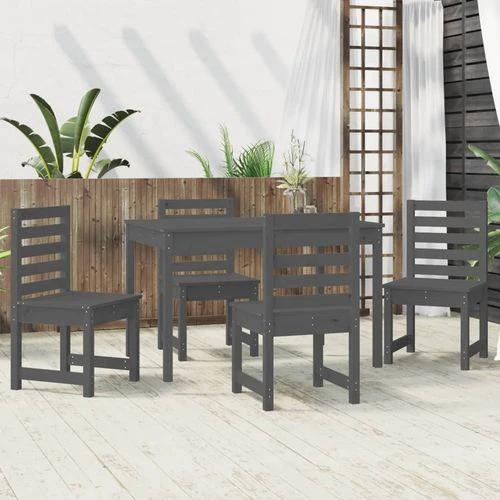 VidaXL 5 Piece Garden Dining Set 121x82.5x76 cm Solid Pine Wood Rustic Outdoor Patio Furniture by vidaXL