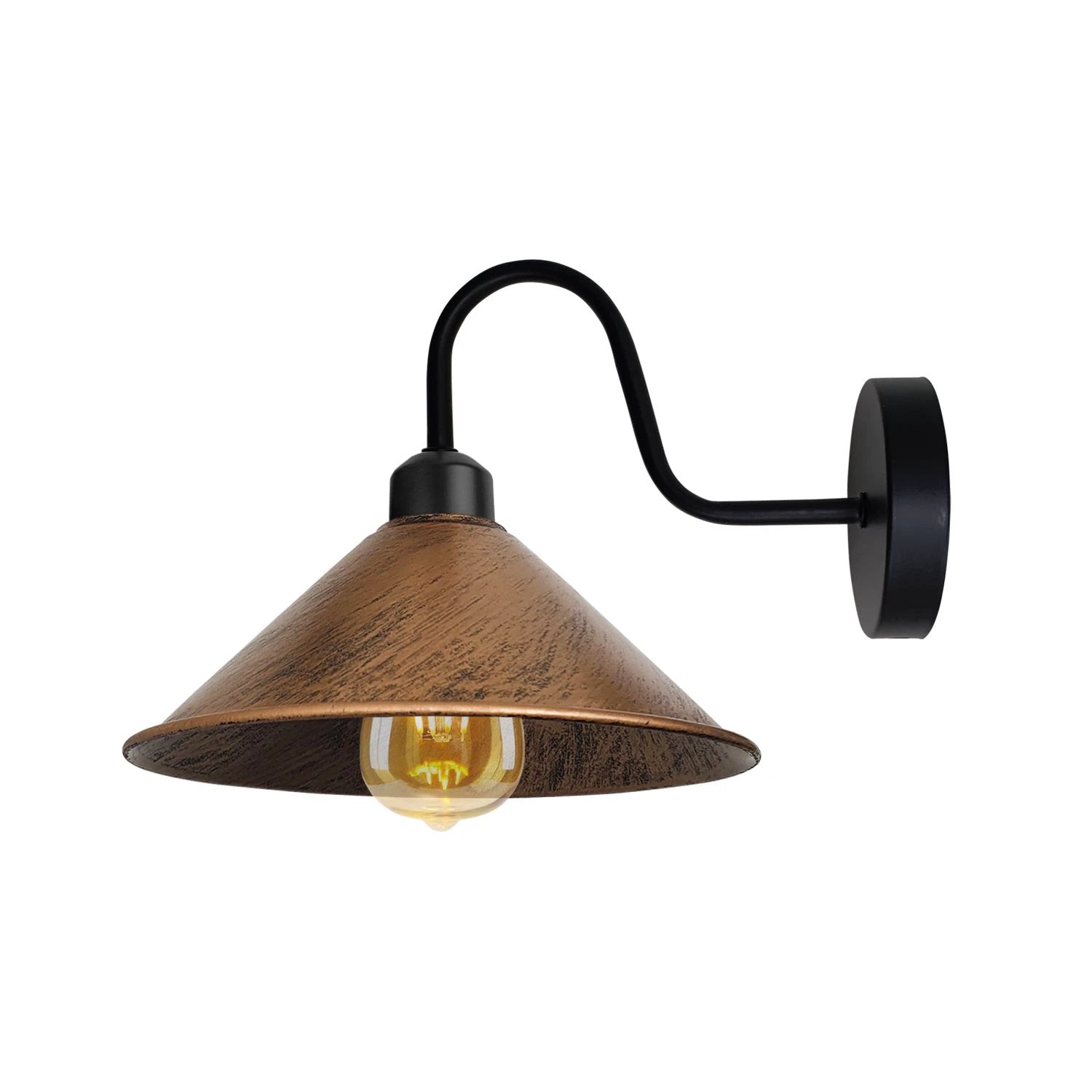 Un-branded Brushed Copper Wall Light E27 Base Swan Neck Cone Shade - Wall Lights
