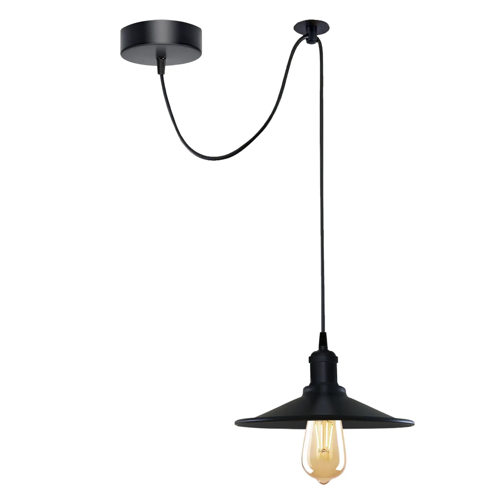 Un-branded Black Vintage Cone shaped shade Ceiling Pendant Light Fitting with Adjustable Cord Light Fixture - Pendant Lights