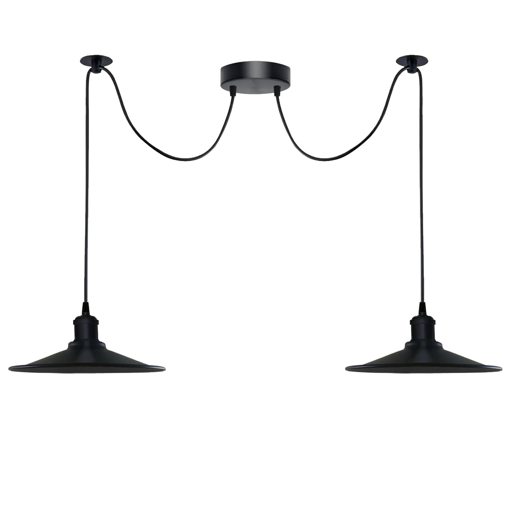 Un-branded Black Vintage 2 Head Cone shaped shade Ceiling Pendant Light Fitting with Adjustable Cord Hanging Light Fixture - Pendant Lights