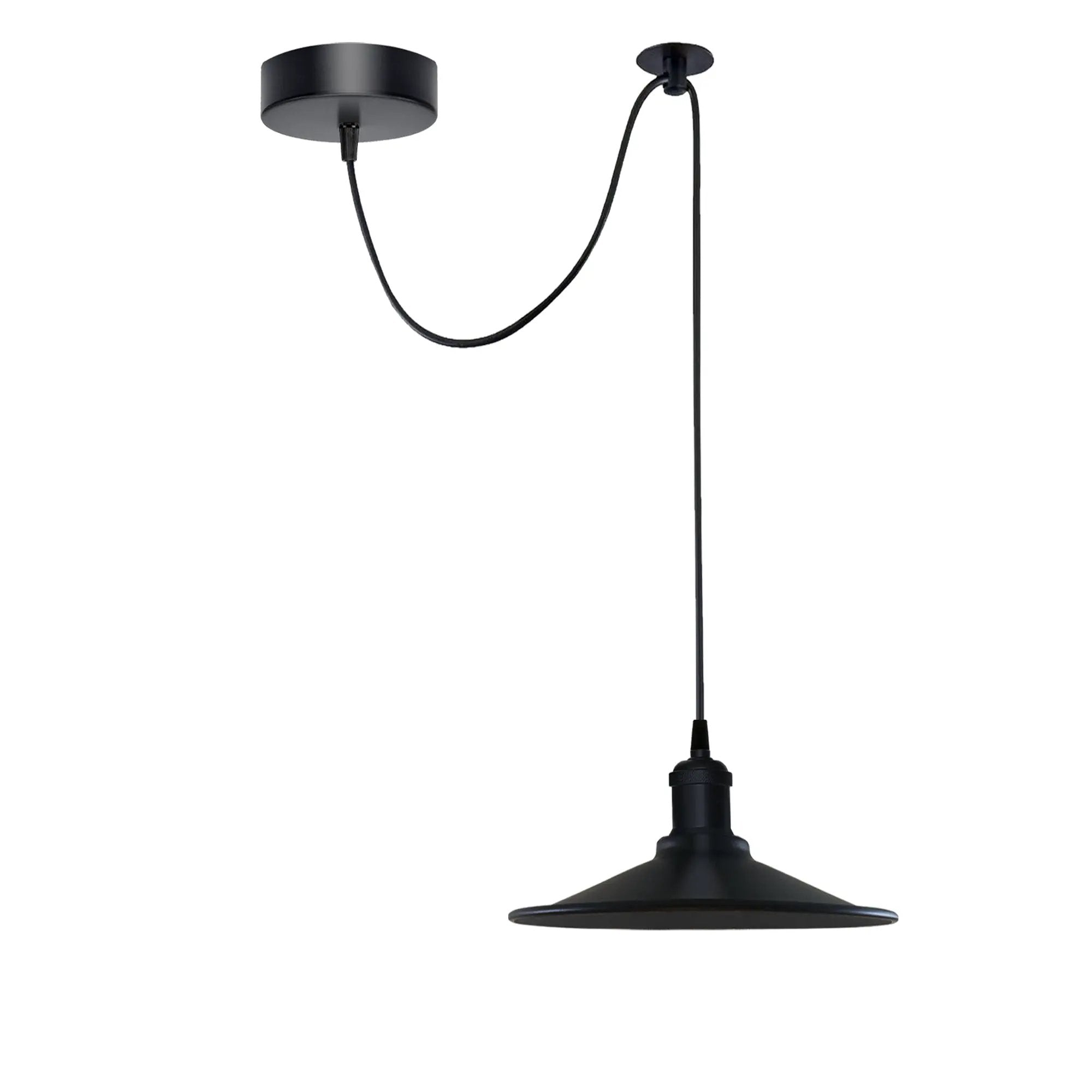 Un-branded Black Vintage 1 Head Cone shaped shade Ceiling Pendant Light Fitting with Adjustable Cord Hanging Light Fixture - Pendant Lights