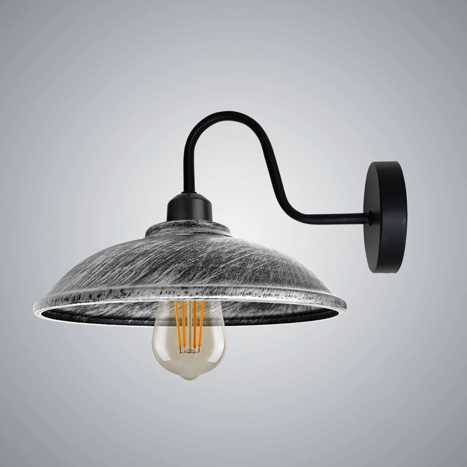 Brushed Silver Wall Light Fixture Swan Neck Hemisphere Home by Un-branded