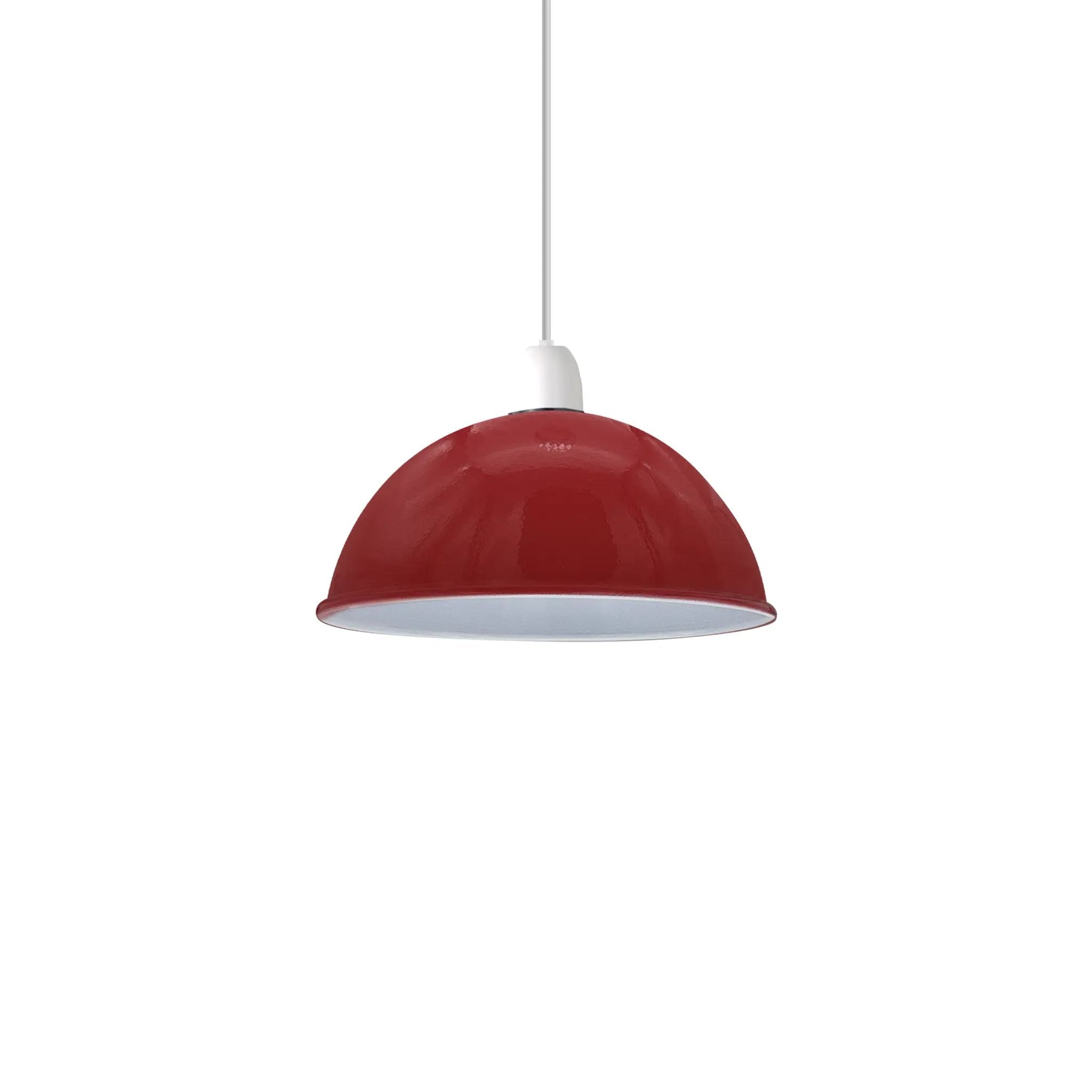 Un-branded Vintage Burgandy Industrial Easy Fit Dome Shaped Lamp Shade Ceiling, Pendant, Wall Light Metal E27 Light Fitting 60W - Pendant Lights