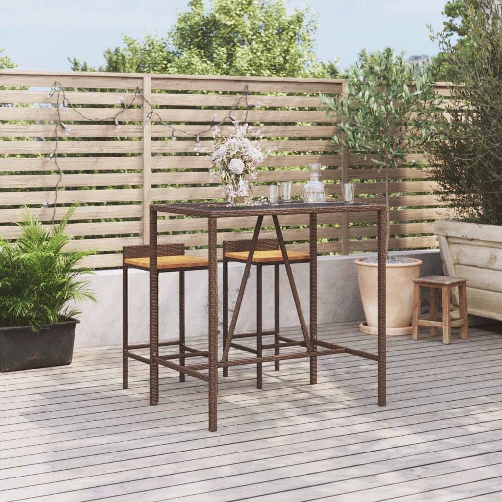 vidaXL vidaXL Outdoor Bar Table Brown 70x70x110 cm Poly Rattan - Garden Table