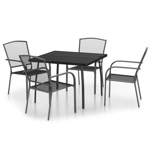 vidaXL 3 Piece Garden Dining Set Anthracite Steel with Durable Powder Coating for Outdoor Entertaining by vidaXL