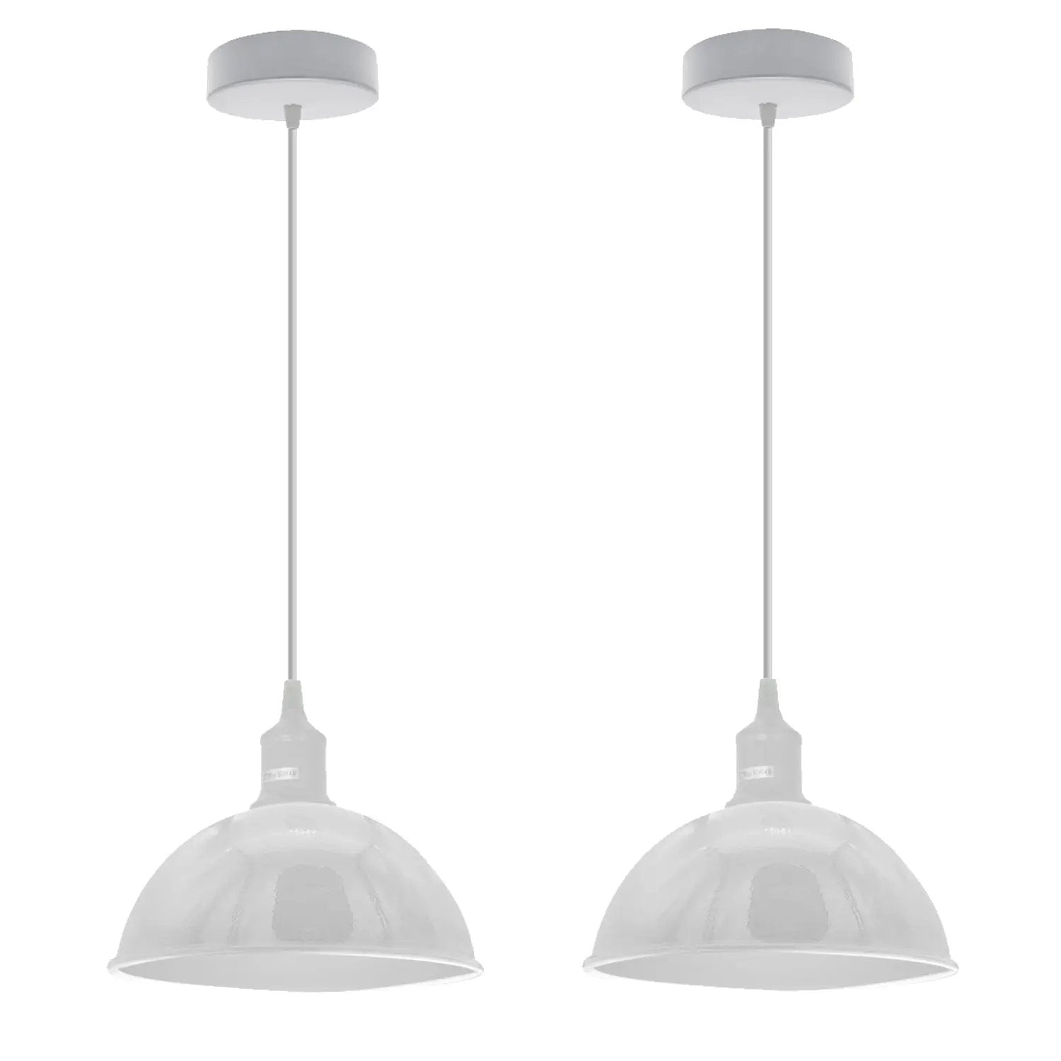 Un-branded 2Pack Dome Shaped White Loft Style Sturdy Metal Lamp Shade Pendant Lights 21cm Bottom Spray Painted Finish Inner White - Ceiling Lights
