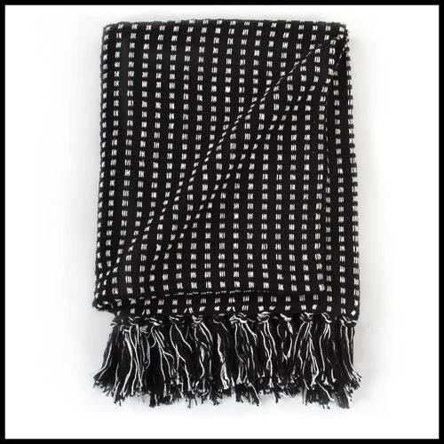 vidaXL vidaXL Cotton Throw Blanket 125x150 cm Grey with Tassels - Blankets Throws