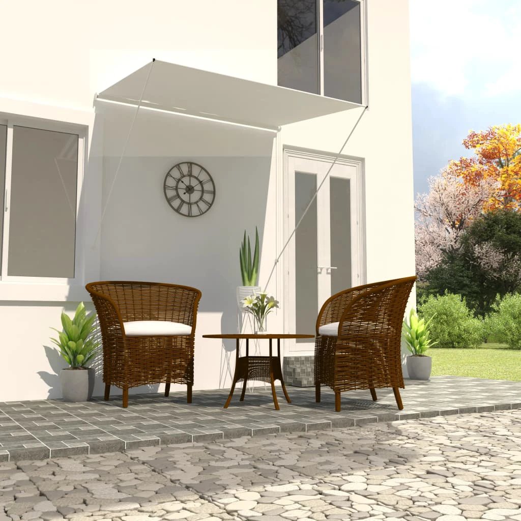 vidaXL VidaXL Retractable Awning 100x150 cm Blue White PA-Coated Fabric UV-Resistant for Patio - Cover