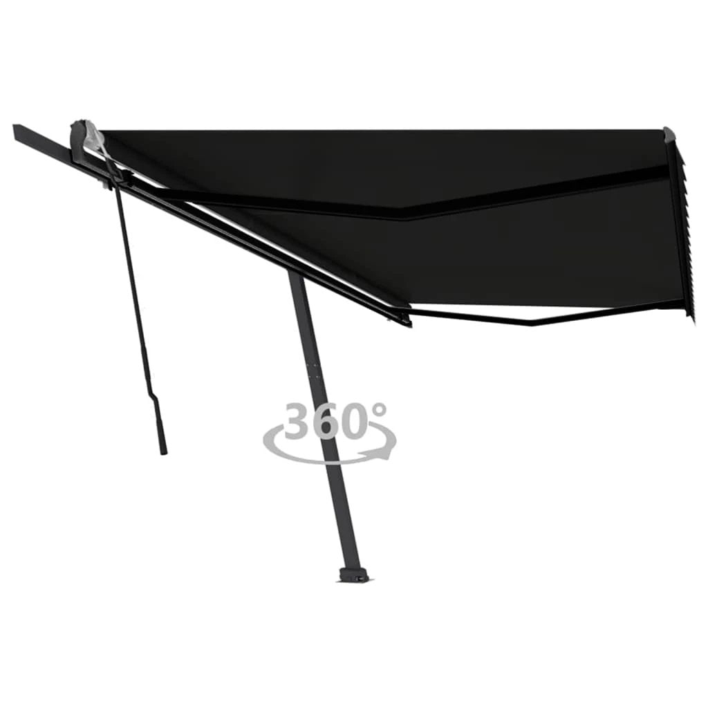 vidaXL VidaXL Freestanding Manual Retractable Awning 300x250 Cm Blue White UV Resistant Outdoor Patio - Cover