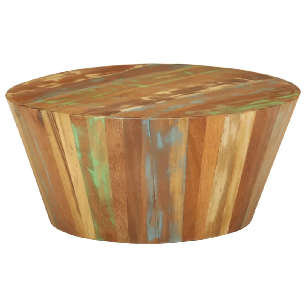 vidaXL Coffee Table Diameter 52 Cm Height 30 Cm Solid Reclaimed Wood Rustic Living Room Accent Handcrafted by vidaXL