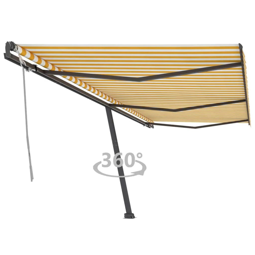 VidaXL Freestanding Manual Retractable Awning 300x250 Cm Blue White UV Resistant Outdoor Patio by vidaXL