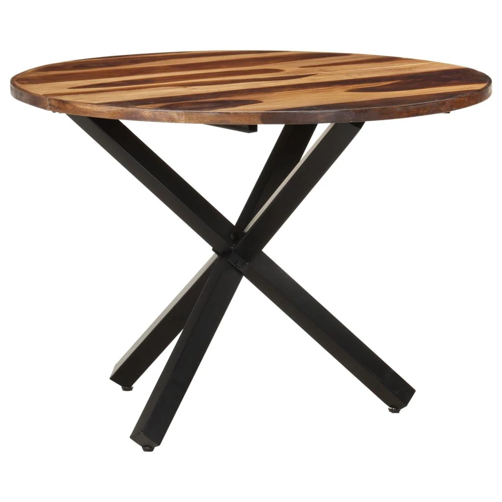 VidaXL Dining Table 160x90x75 cm Rough Mango Wood Powder Coated Steel Base for Family Dining by vidaXL