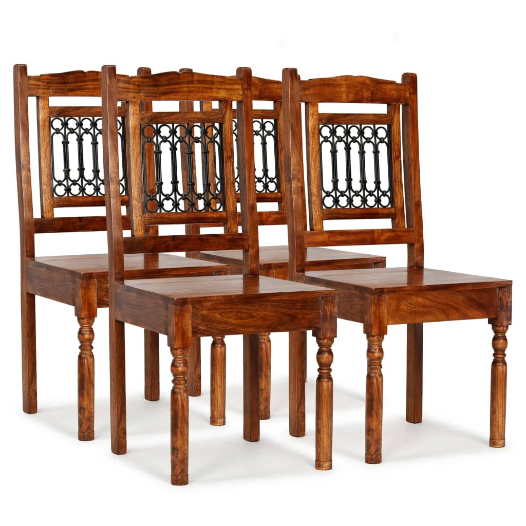vidaXL vidaXL Dining Chairs 4 pcs Solid Wood with Sheesham Finish Classic - Wooden Chairs