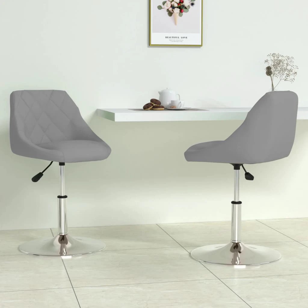 vidaXL VidaXL Swivel Dining Chairs 2 Pack Compact Light Grey Velvet Gas Lift For Home Bar - Dining Chairs