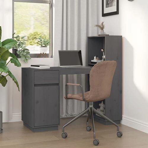 vidaXL Solid Pine Wood Desk 110x53x117 cm Rustic Design with Ample Storage for Home Office Use by vidaXL