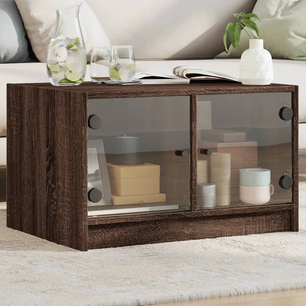 vidaXL VidaXL Coffee Table 68x50x42 cm GlassDoors White LivingRoom - Coffee Table
