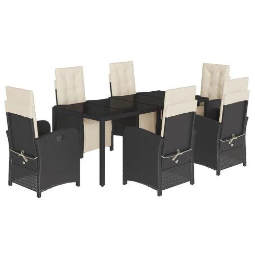 vidaXL vidaXL 5 Piece Garden Dining Set 150x90x75 cm Black Poly Rattan Adjustable Reclining Chairs with Cushions for Outdoor Use - Garden Set