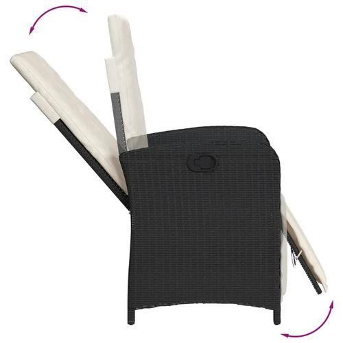 vidaXL vidaXL 5 Piece Garden Dining Set 150x90x75 cm Black Poly Rattan Adjustable Reclining Chairs with Cushions for Outdoor Use - Garden Set