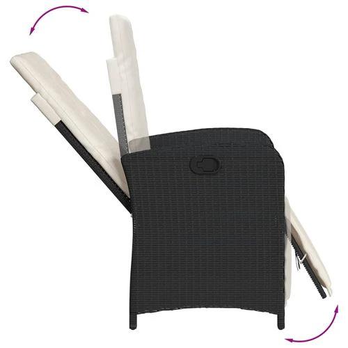 vidaXL 5 Piece Garden Dining Set 150x90x75 cm Black Poly Rattan Adjustable Reclining Chairs with Cushions for Outdoor Use by vidaXL