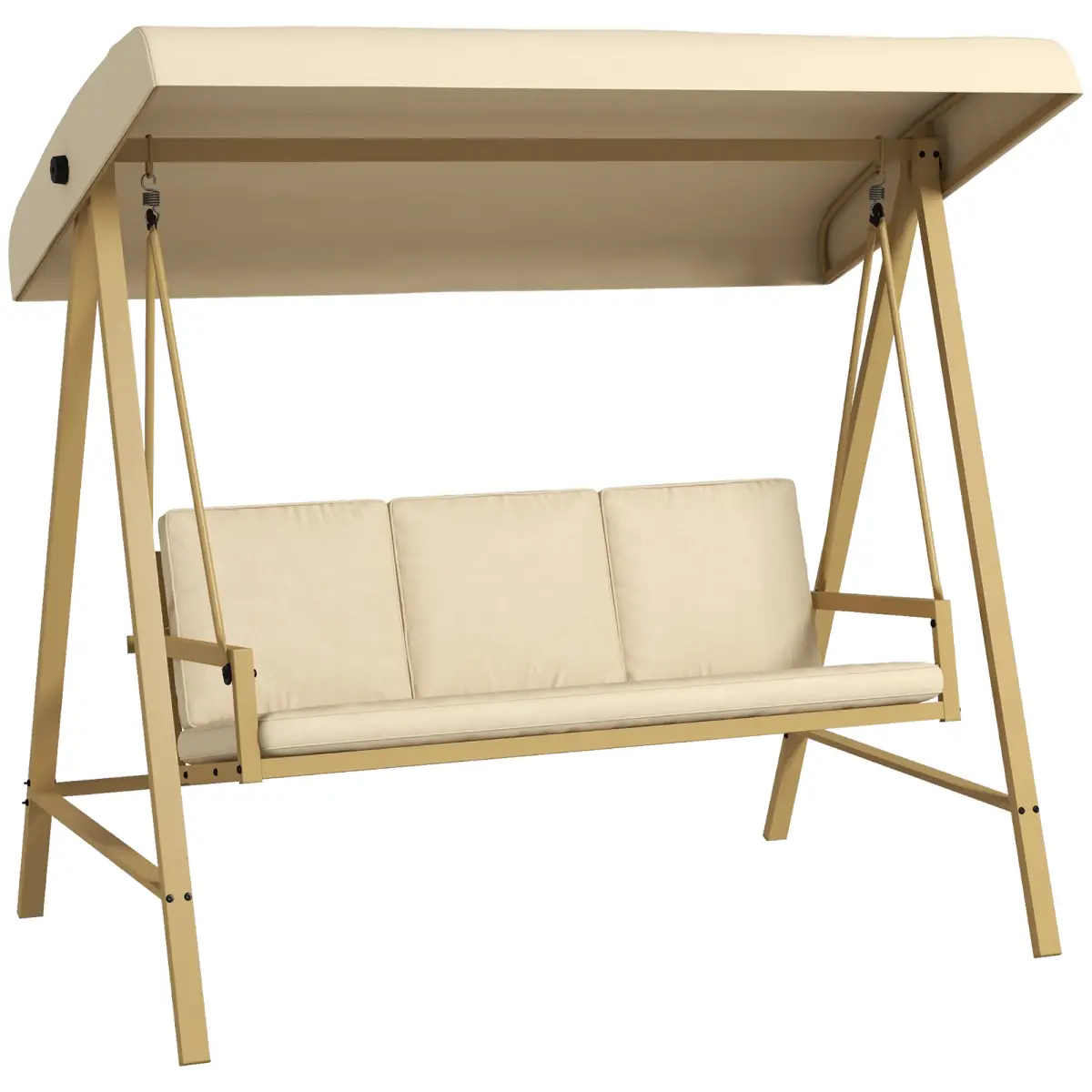 Outsunny Outsunny 3 Seater Garden Swing Chair with Adjustable Canopy and Cushions, Beige - Hammocks