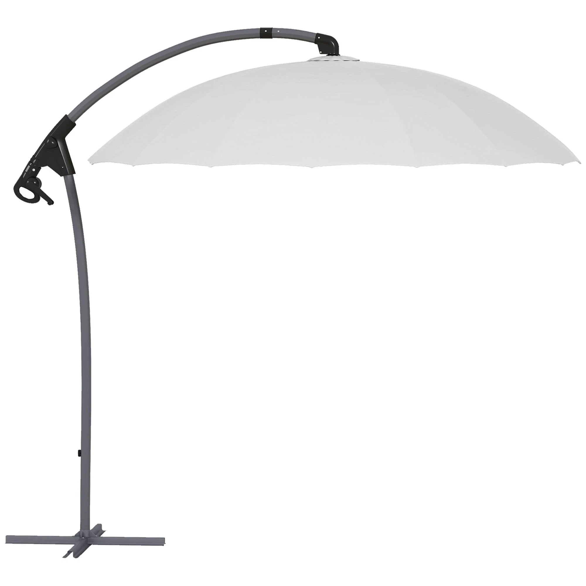 Outsunny Outsunny 2.7m Cantilever Parasol with Cross Base, Crank Handle, 16 Ribs, Beige - Parasol