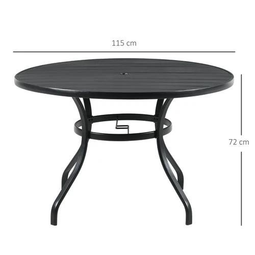 Outsunny Outsunny Round Garden Table 115 x 72H cm with Parasol Hole for Outdoor Dining Groups - Garden Table