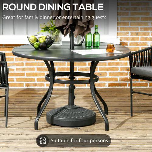 Outsunny Outsunny Round Garden Table 115 x 72H cm with Parasol Hole for Outdoor Dining Groups - Garden Table