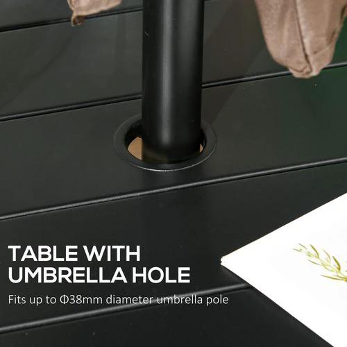Outsunny Outsunny Round Garden Table 115 x 72H cm with Parasol Hole for Outdoor Dining Groups - Garden Table