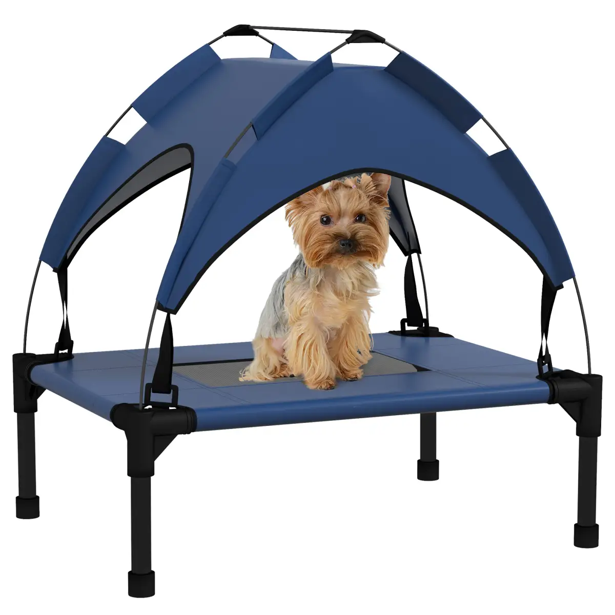 PawHut PawHut Cooling Raised Dog Bed w/ Breathable Mesh, for Mini, S Dogs - Dark Blue - Dog Beds