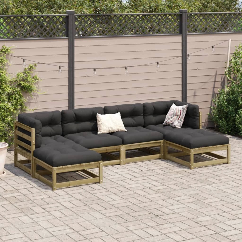 vidaXL vidaXL 6 Piece Garden Sofa Set Solid Wood Pine - Garden Sofa Sets