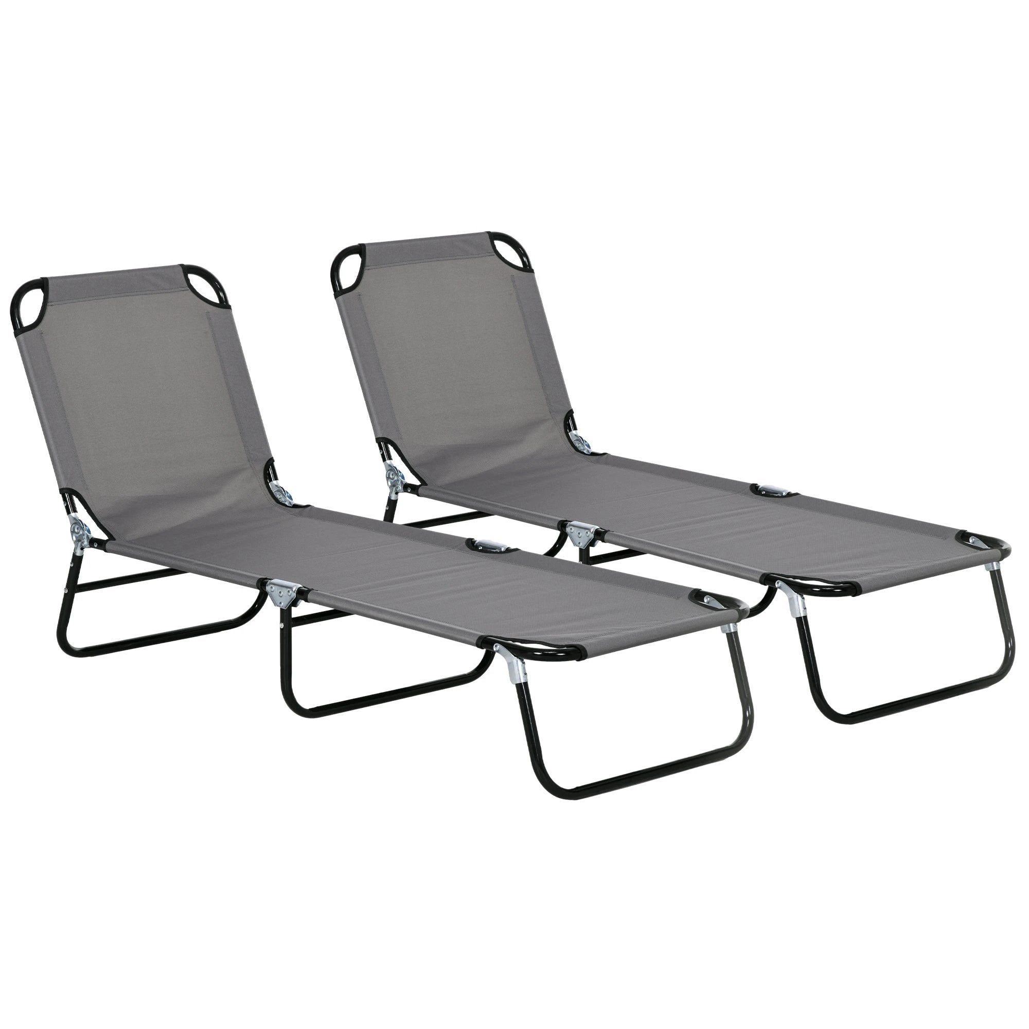 Outsunny Outsunny 2 Piece Reclining Chaise Lounge with 5-Level Adjustable Backrest - Sun Lounger
