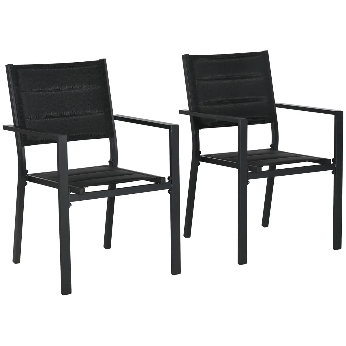 Outsunny Outsunny 2 PCs Dining Chairs, Stackable Design Aluminium Outdoor Armchairs Grey - Garden Chairs