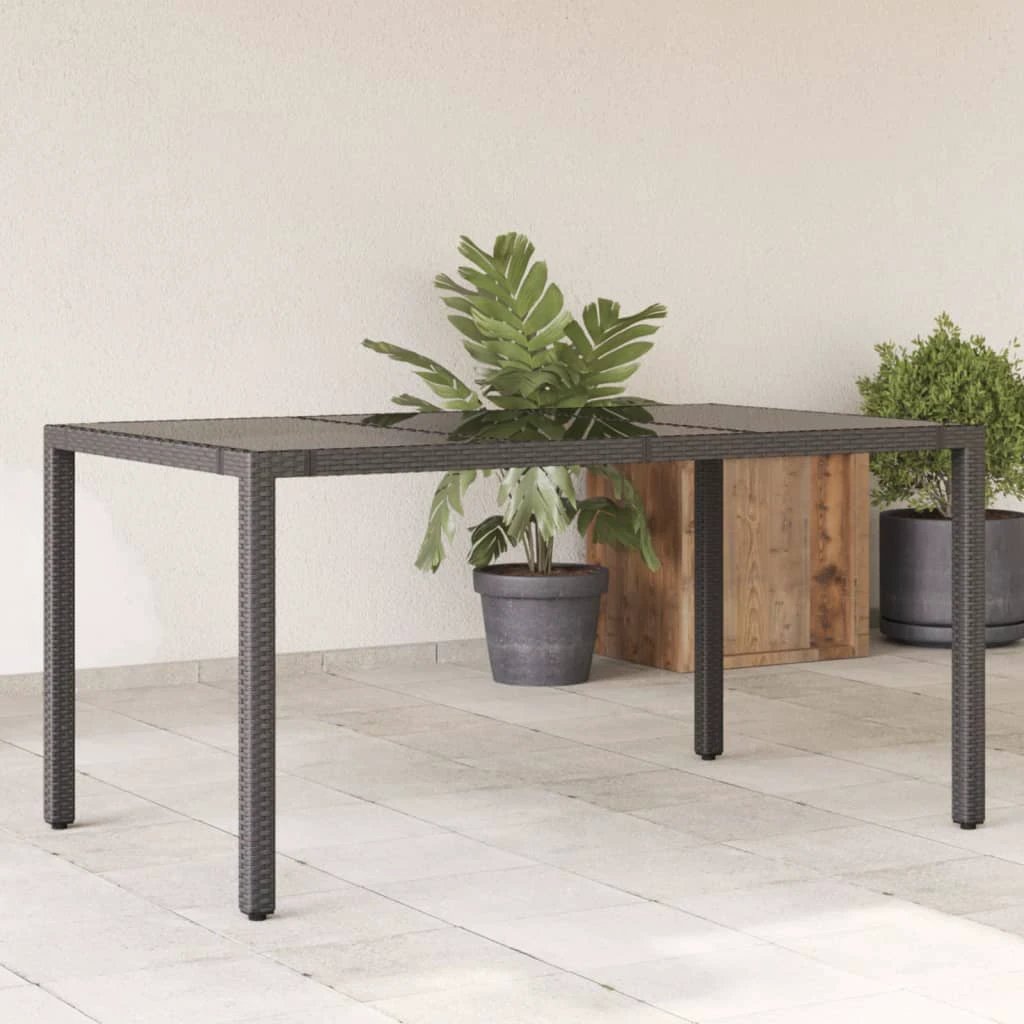 vidaXL vidaXL Garden Table with Glass Top Black 90x90x75 cm Poly Rattan - Garden Table