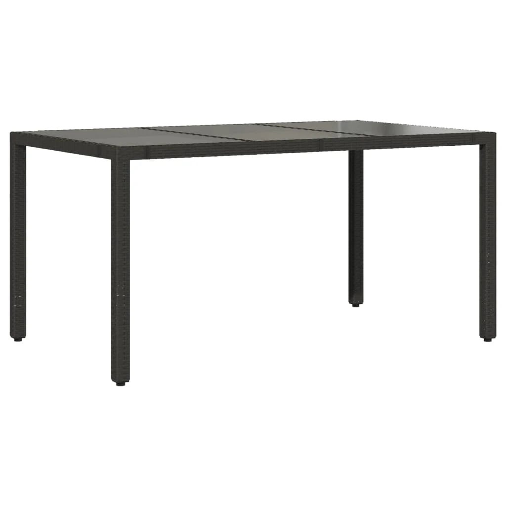 vidaXL vidaXL Garden Table with Glass Top Black 90x90x75 cm Poly Rattan - Garden Table
