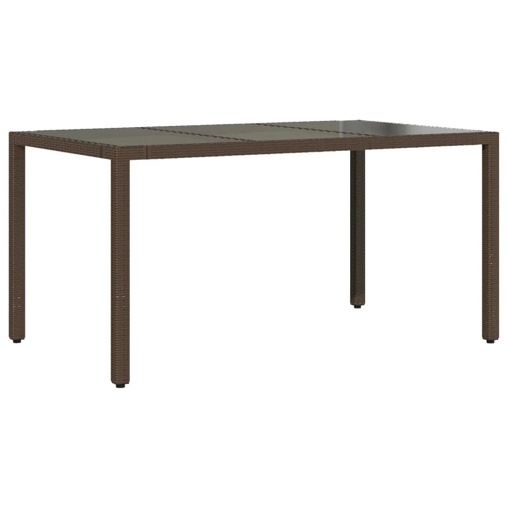vidaXL Garden Table with Glass Top Black 90x90x75 cm Poly Rattan by vidaXL