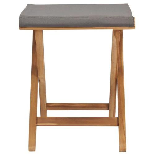 vidaXL Folding Chairs 2 pcs Solid Teak Wood and Fabric Cream White by vidaXL