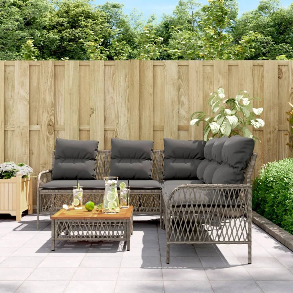 vidaXL 2 Piece Garden Sofa Set with Cushions Black Poly Rattan by vidaXL