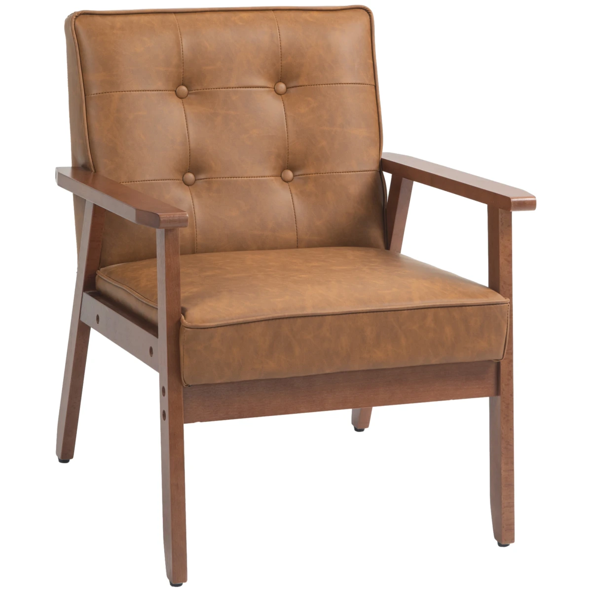 HOMCOM Accent Chair PU Leather Tufted Grey for Living Room by HOMCOM