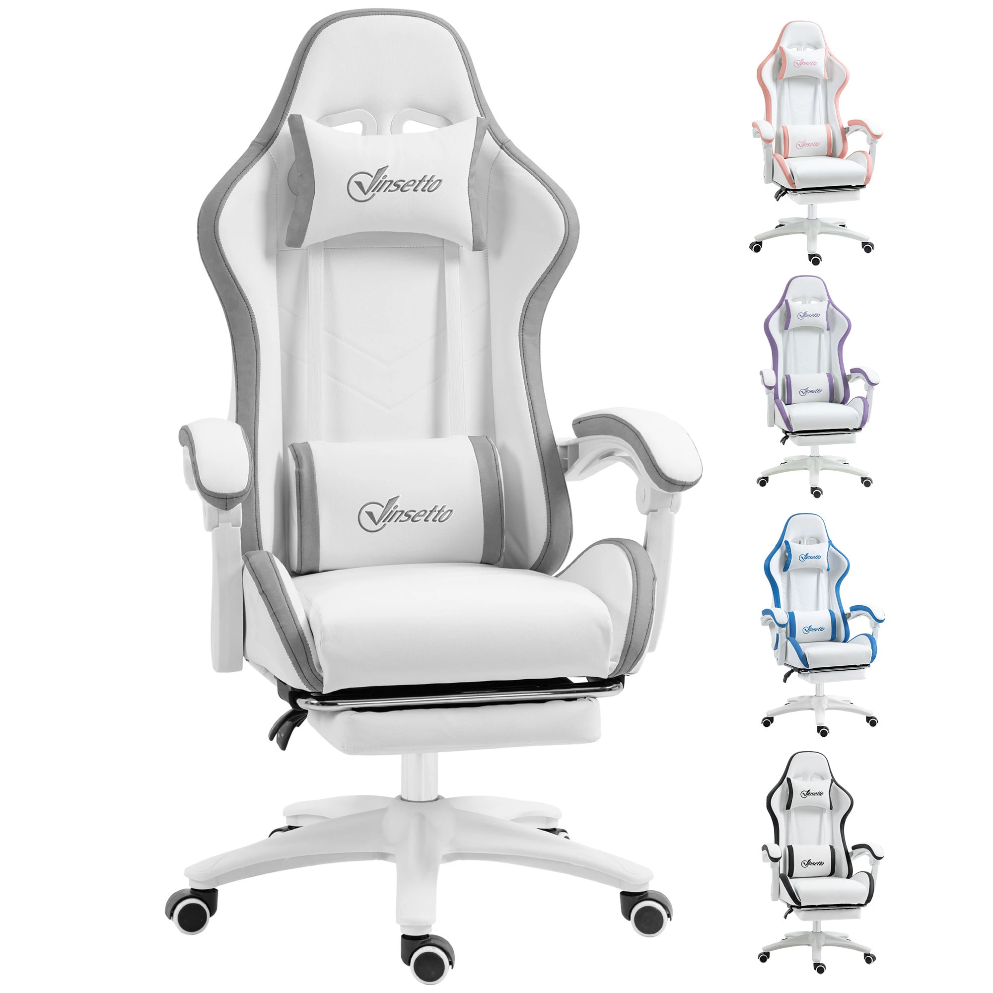 Vinsetto Vinsetto Racing Style Gaming Chair 45.5 to 53.5 cm Height Adjustment 135 Degree Recline Footrest for Gamers - Office Chair