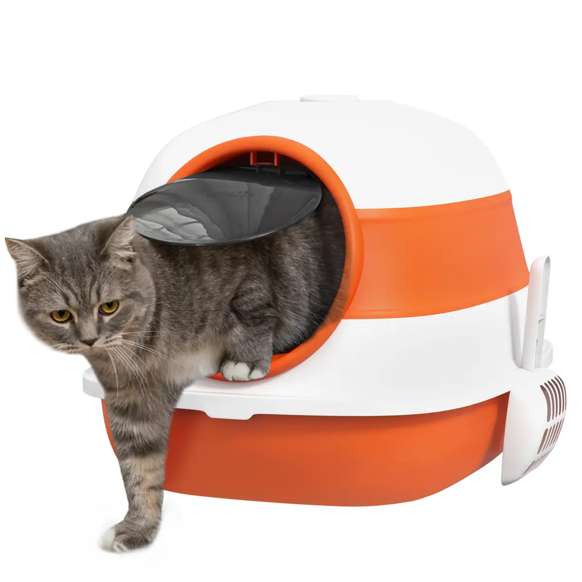 PawHut Foldable Cat Litter Tray Hooded Cat Litter Box w/ High Side, Black - Cat Litter