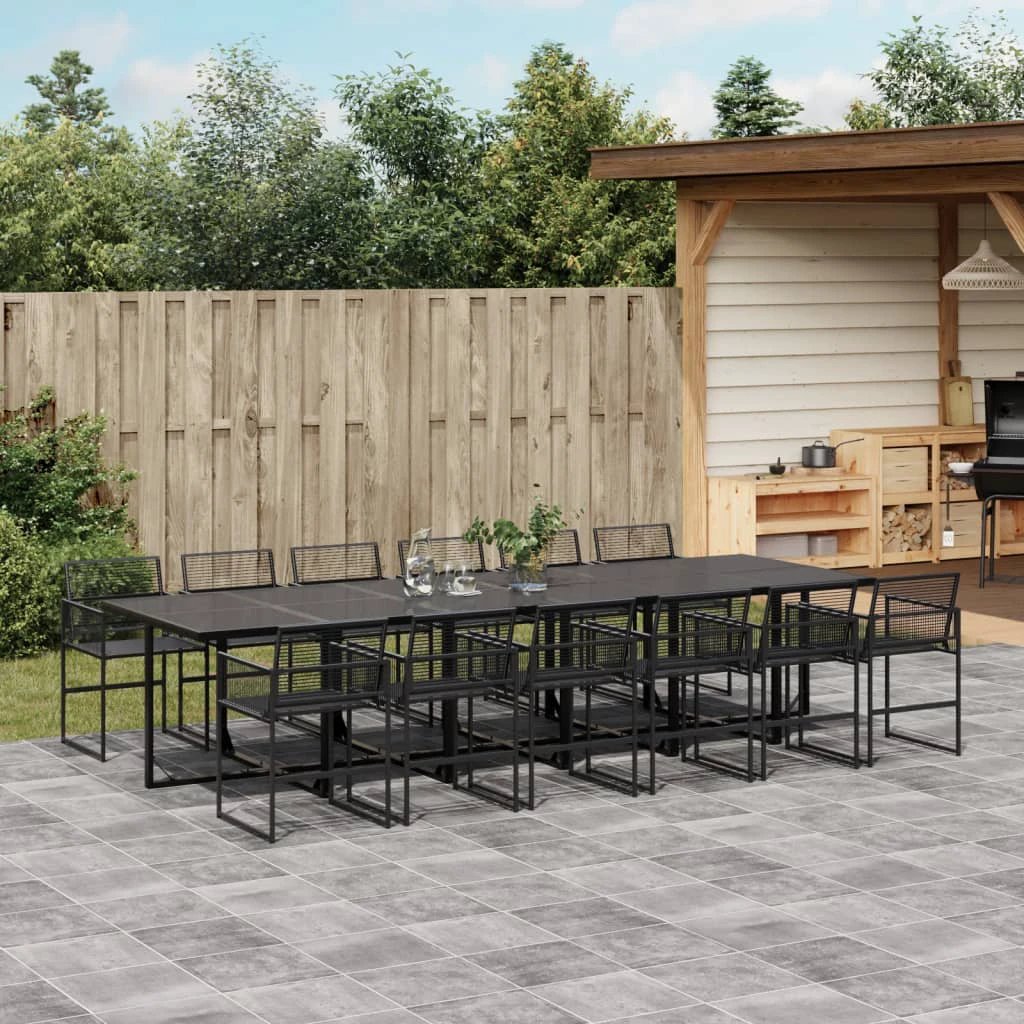 vidaXL vidaXL 5 Piece Garden Dining Set Black Poly Rattan - Uncategorized Garden Set