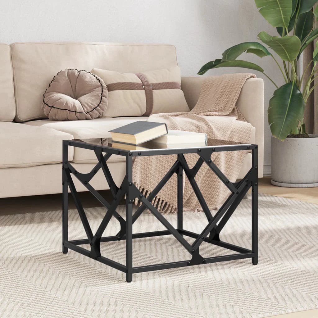 VidaXL Coffee Table 30x30x41 Cm Glass Top for Living Room by vidaXL