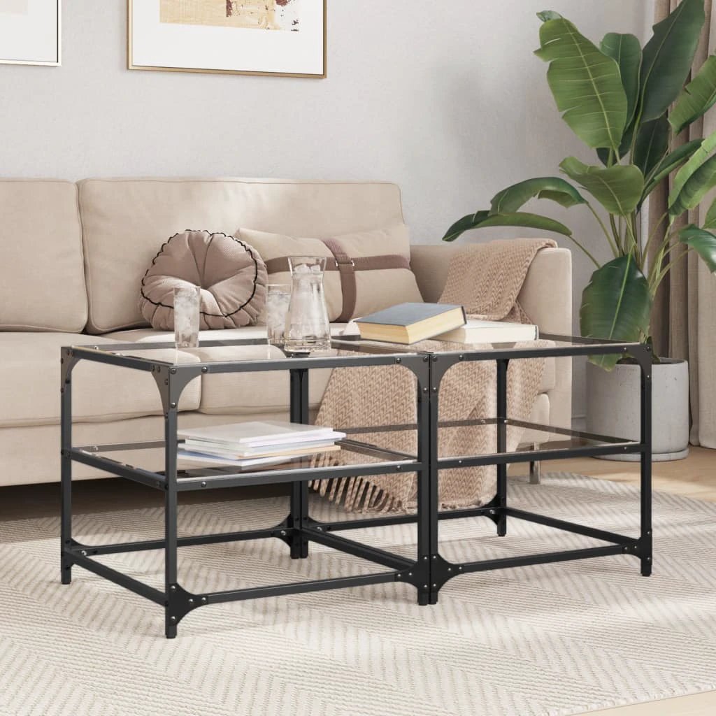 vidaXL VidaXL Coffee Table 30x30x45cm Clear Glass Top Living Room - Coffee Table
