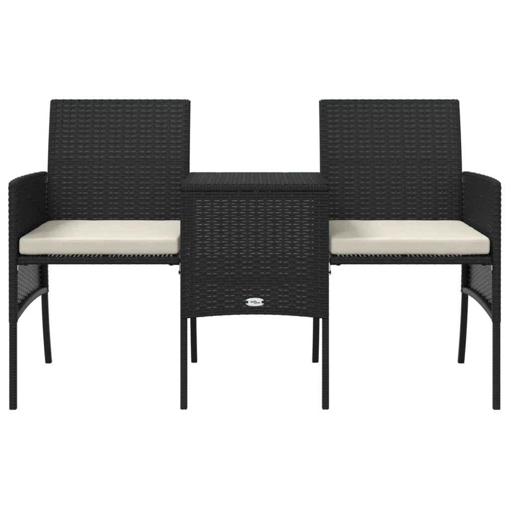 vidaXL Garden Sofa 2-Seater with Table and Stools Brown Poly Rattan by vidaXL