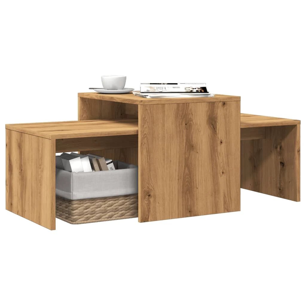 vidaXL vidaXL Coffee Table Set Smoked Oak 100x48x40 cm Engineered Wood Modern Living Room Decor - Coffee Table