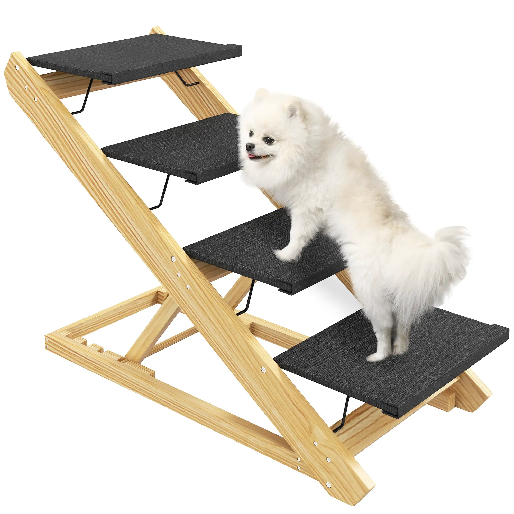 PawHut PawHut Dog Steps Dog Ramp, 3-Step Adjustable Height Pet Stairs for Medium Dogs - Dog Steps