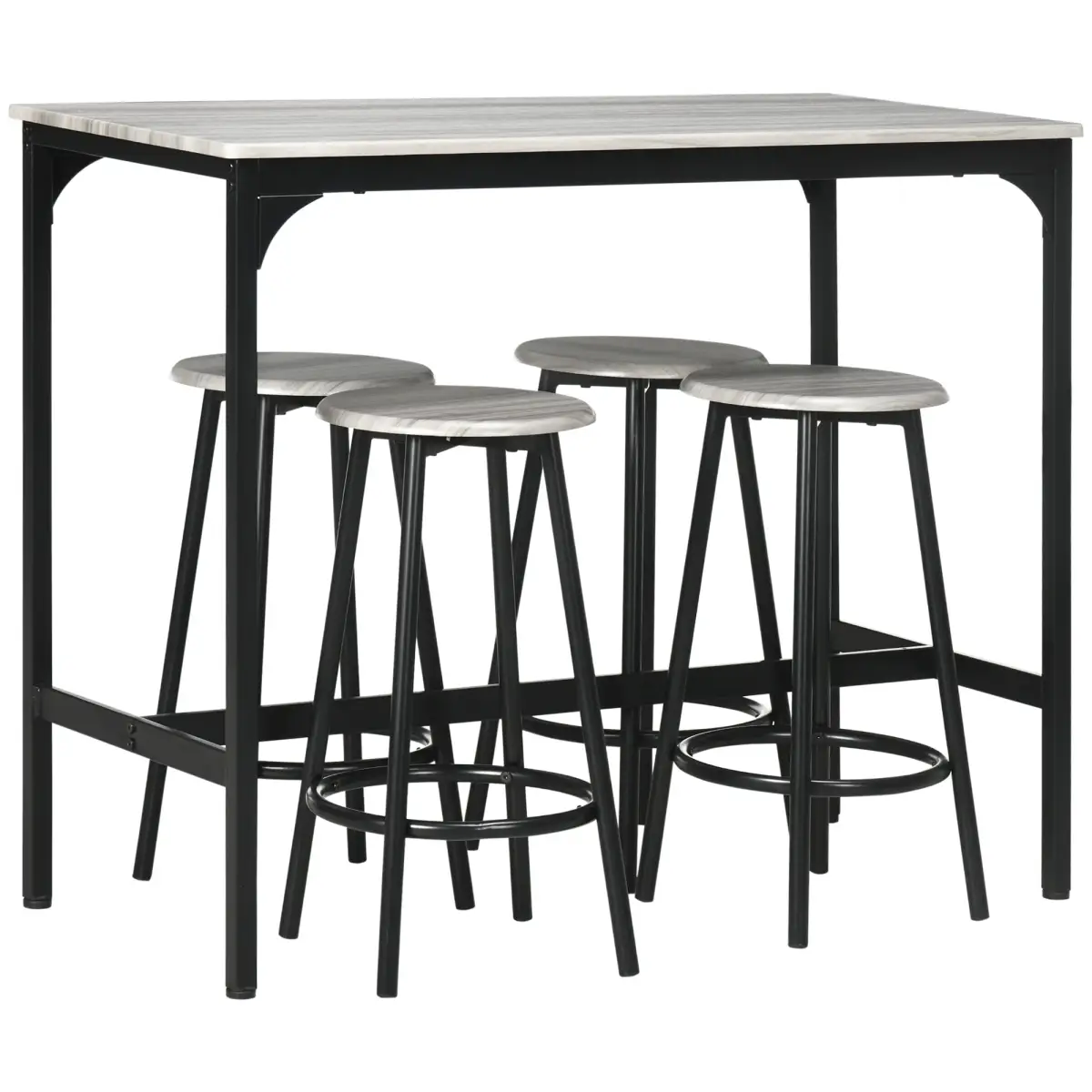 HOMCOM HOMCOM 5 Piece Bar Table and Stools Set with Metal Frame - Dining Set