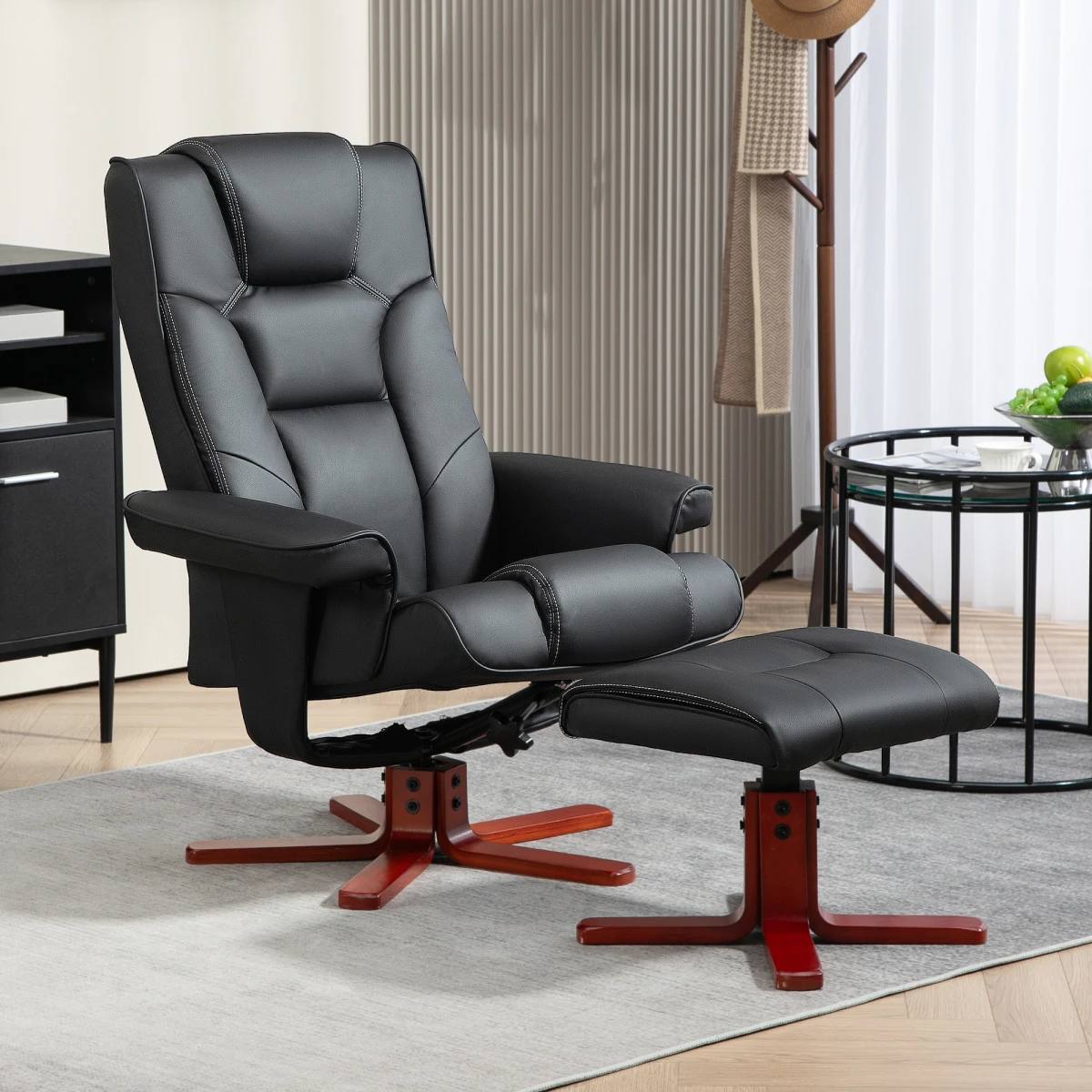 HOMCOM HOMCOM Reclining Armchair With Footstool For Living Room - Recliner