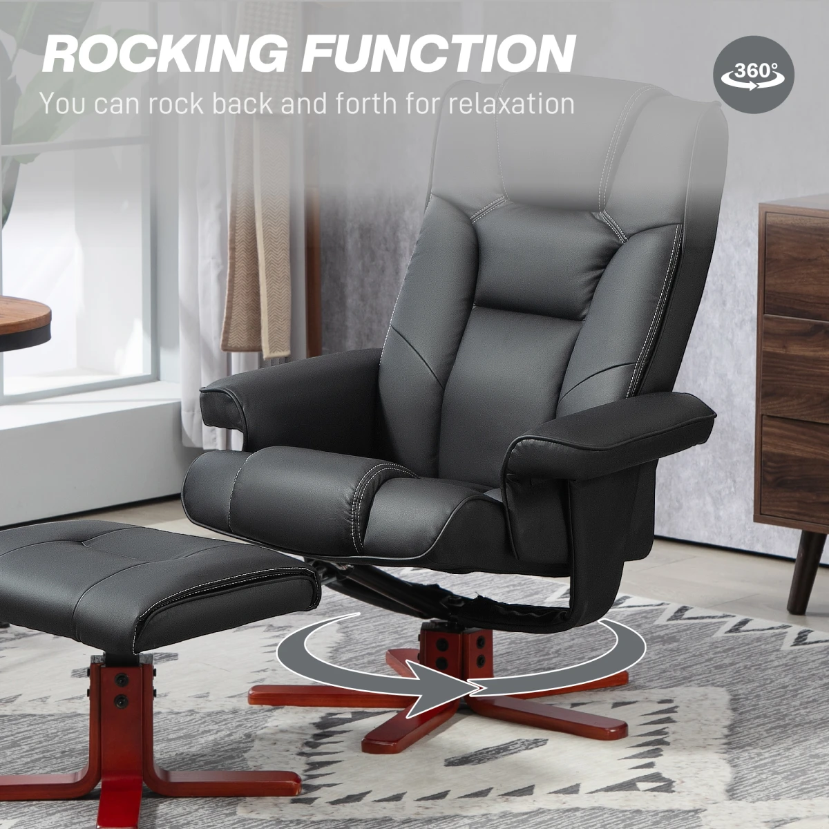 HOMCOM HOMCOM Reclining Armchair With Footstool For Living Room - Recliner