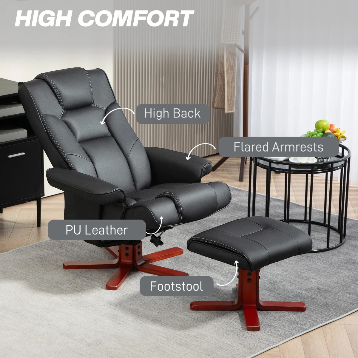 HOMCOM HOMCOM Reclining Armchair With Footstool For Living Room - Recliner